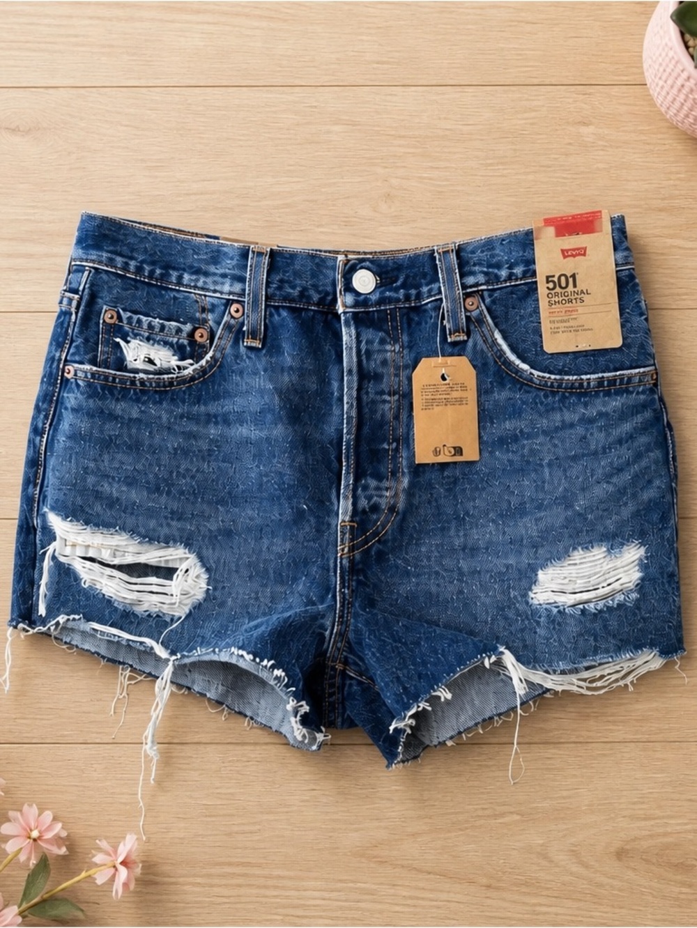 Levi’s 501 Original Cutoff Denim Shorts NWT High Rise 100% Cotton Size 29